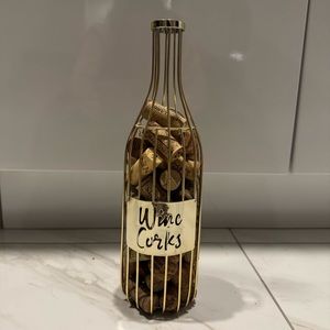 Brand New With Tags Decorative Wine Cork Holder, Gold Colored